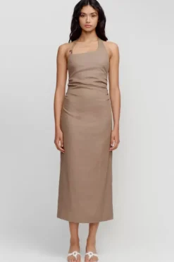 Ownley Dresses>Anastasia Midi Dress - Porcini