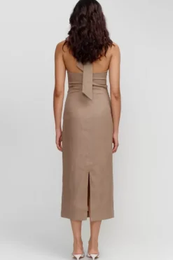 Ownley Dresses>Anastasia Midi Dress - Porcini