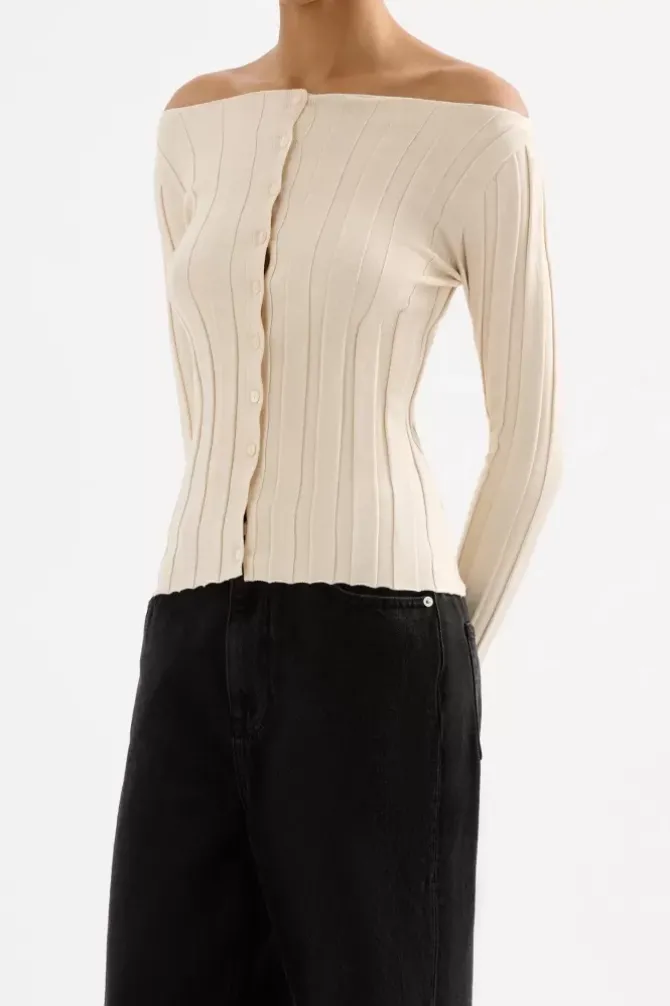 Nude Lucy Tops|Knits>Aneke Knit Top - Cream Marle