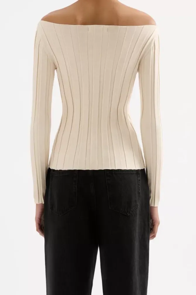 Nude Lucy Tops|Knits>Aneke Knit Top - Cream Marle
