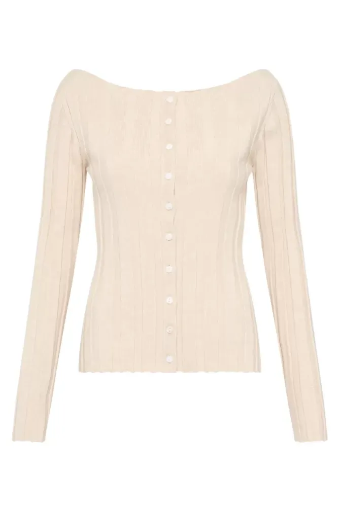 Nude Lucy Tops|Knits>Aneke Knit Top - Cream Marle