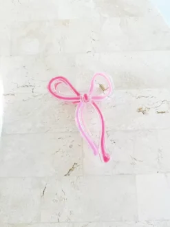 Golden Tribe Hair>Bow Clip - Pink Two Tone Outline