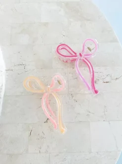 Golden Tribe Hair>Bow Clip - Pink Two Tone Outline