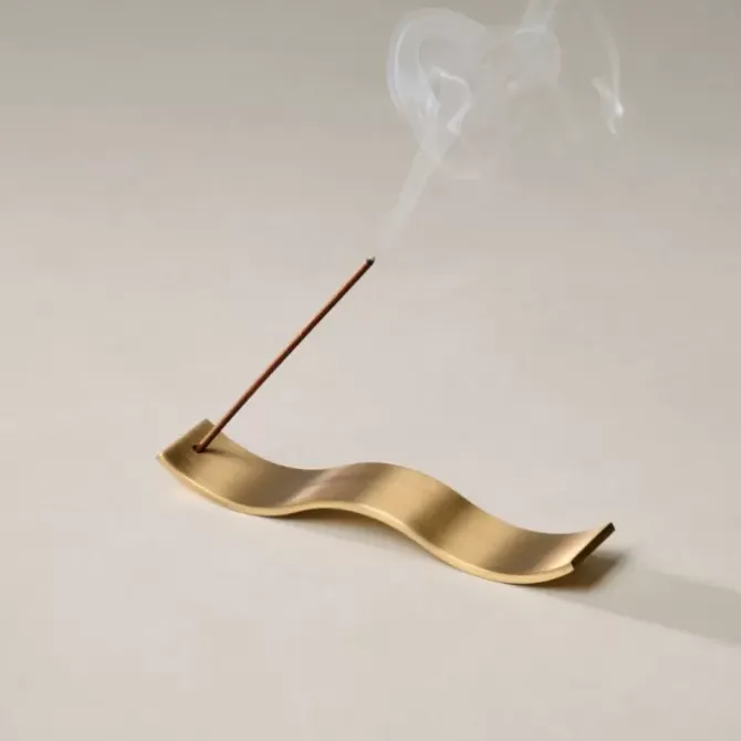 Gentle Habits Homewares>Brass Wave Incense Holder