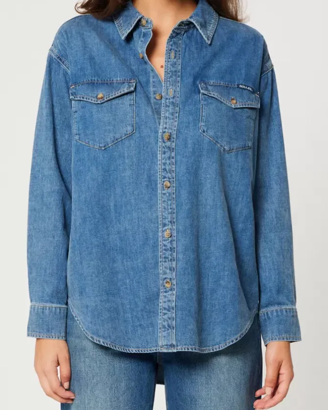 Rolla's Jeans Shirts|Denim>Classic Denim Shirt - Worn