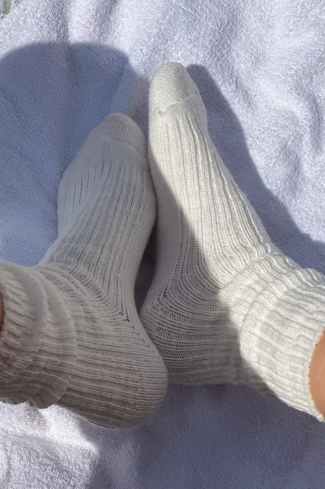 Le Bon Shoppe Socks>Cottage Socks - White Linen