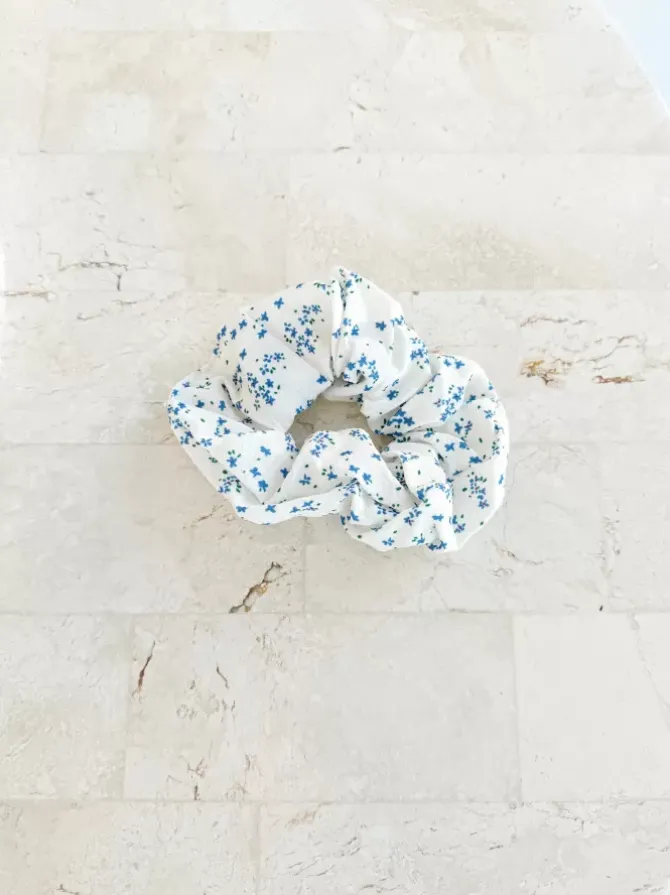 Golden Tribe Hair>Ditsy Blue Floral Scrunchie