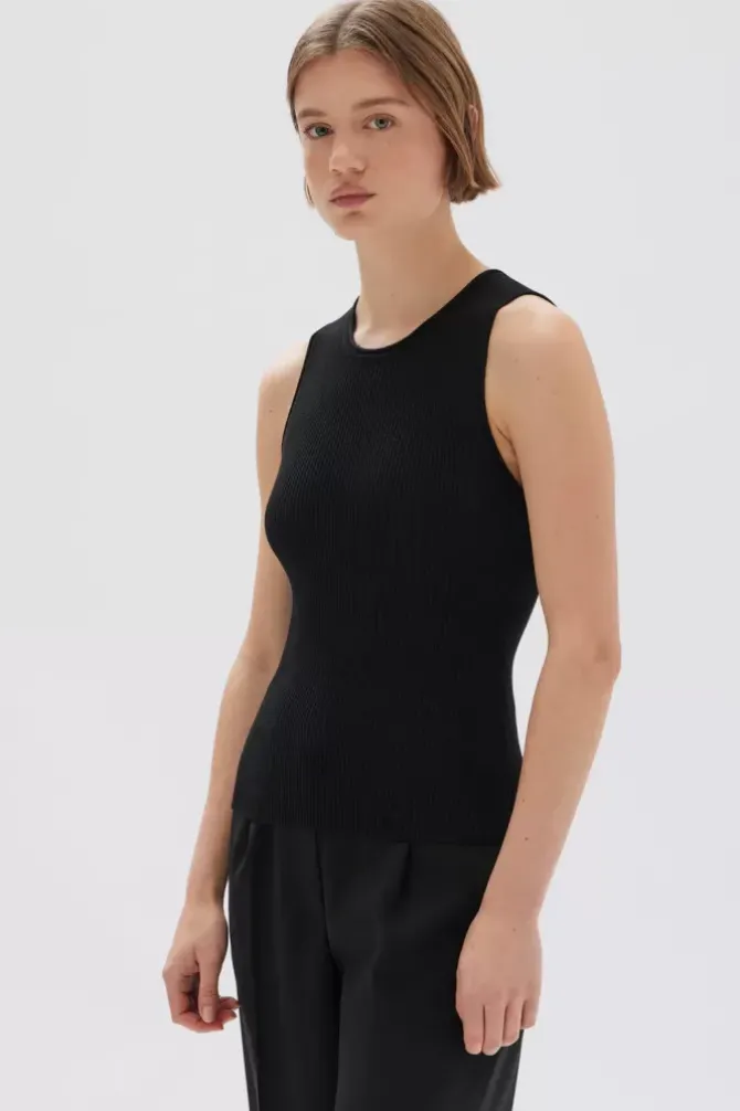 Assembly Label Tanks>Faye Knit Tank - Black