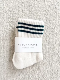 Le Bon Shoppe Socks>Girlfriend Socks - Egret Stripe