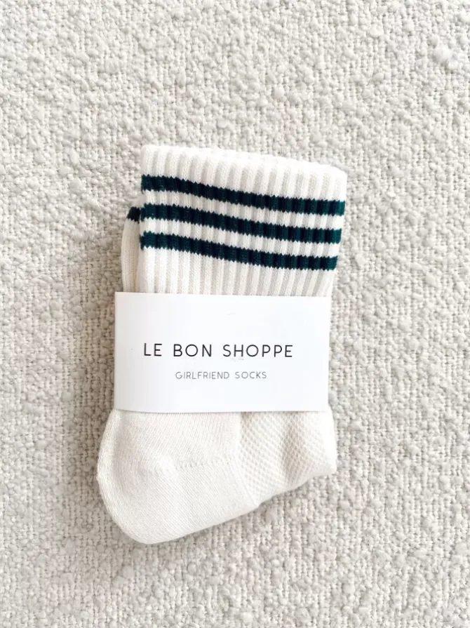 Le Bon Shoppe Socks>Girlfriend Socks - Egret Stripe