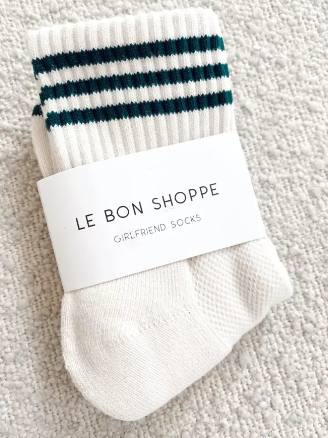 Le Bon Shoppe Socks>Girlfriend Socks - Egret Stripe