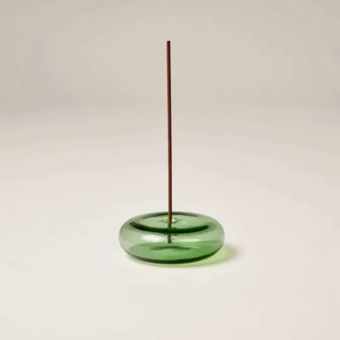 Gentle Habits Homewares>Glass Vessel Incense Holder - Green