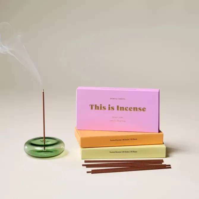 Gentle Habits Homewares>Glass Vessel Incense Holder - Green