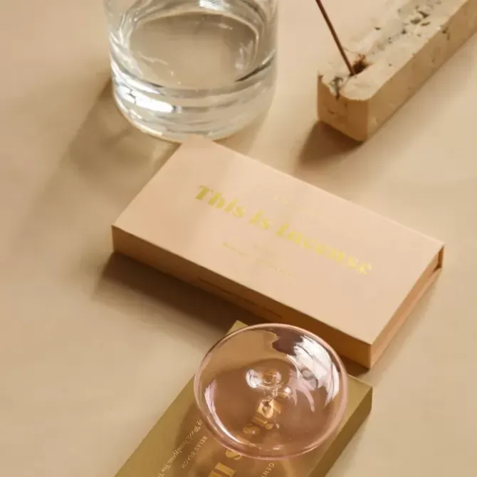 Gentle Habits Homewares>Glass Vessel Incense Holder - Pink