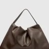 Brie Leon Handbags>Harlow Slouch Mono Tote Bag - Choc Nappa