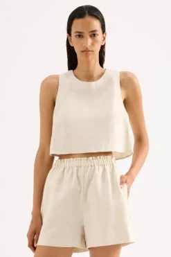 Nude Lucy Tops|Tanks>Ingrid Linen Top - Natural