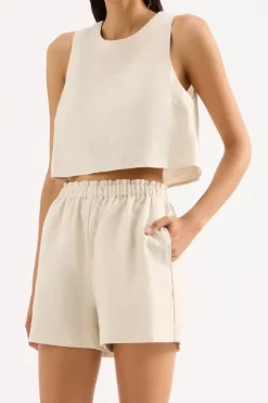 Nude Lucy Tops|Tanks>Ingrid Linen Top - Natural