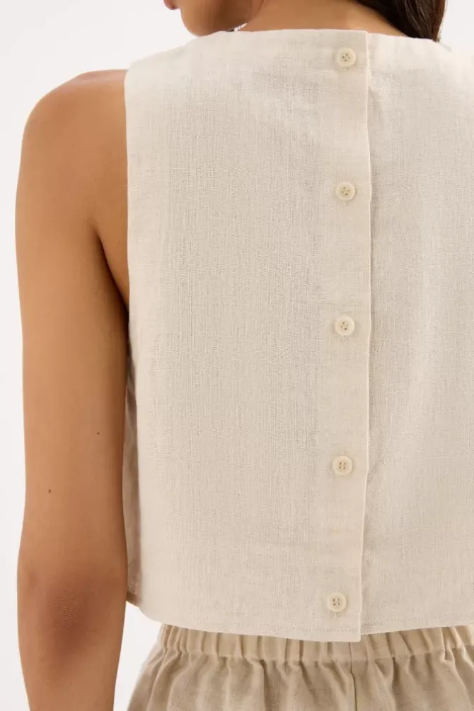 Nude Lucy Tops|Tanks>Ingrid Linen Top - Natural
