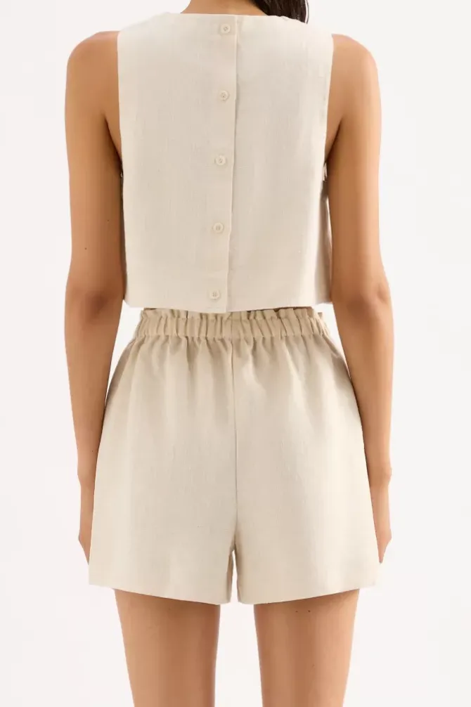 Nude Lucy Tops|Tanks>Ingrid Linen Top - Natural