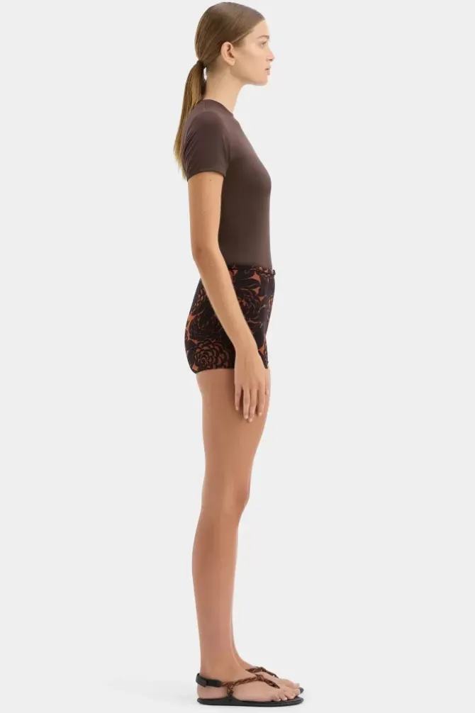 SIR. Tops>Leah Fitted Tee - Chocolate