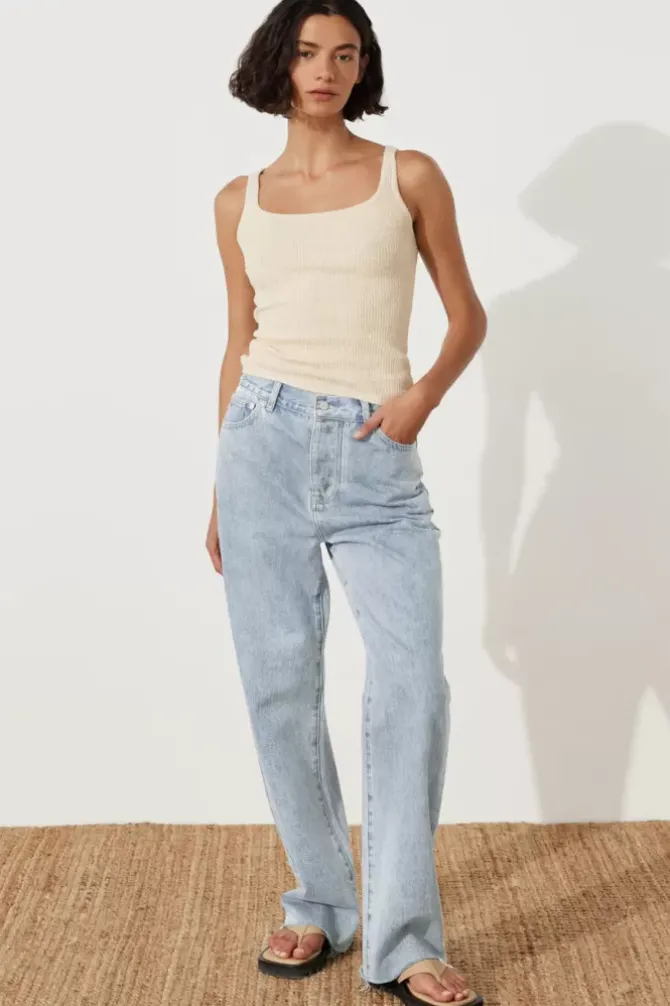 Zulu and Zephyr Denim>Light Wash Recycled Cotton Mid Rise Jean