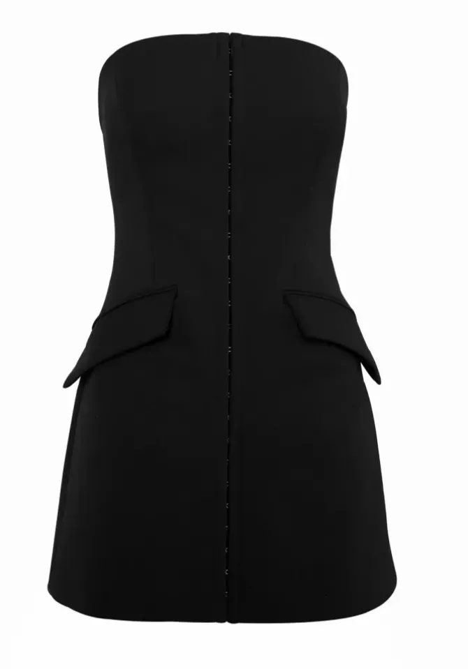 Mossman Dresses>Linear Mini Dress - Black