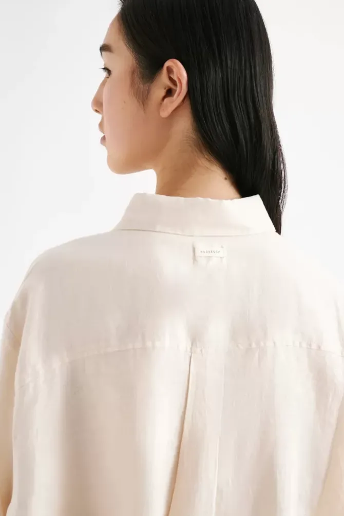Nude Lucy Shirts>Lounge Linen Longline Shirt - Pannacotta