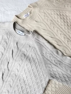 BLVD. the label Knits>Murphy Merino Cable Knit - Grey Marle