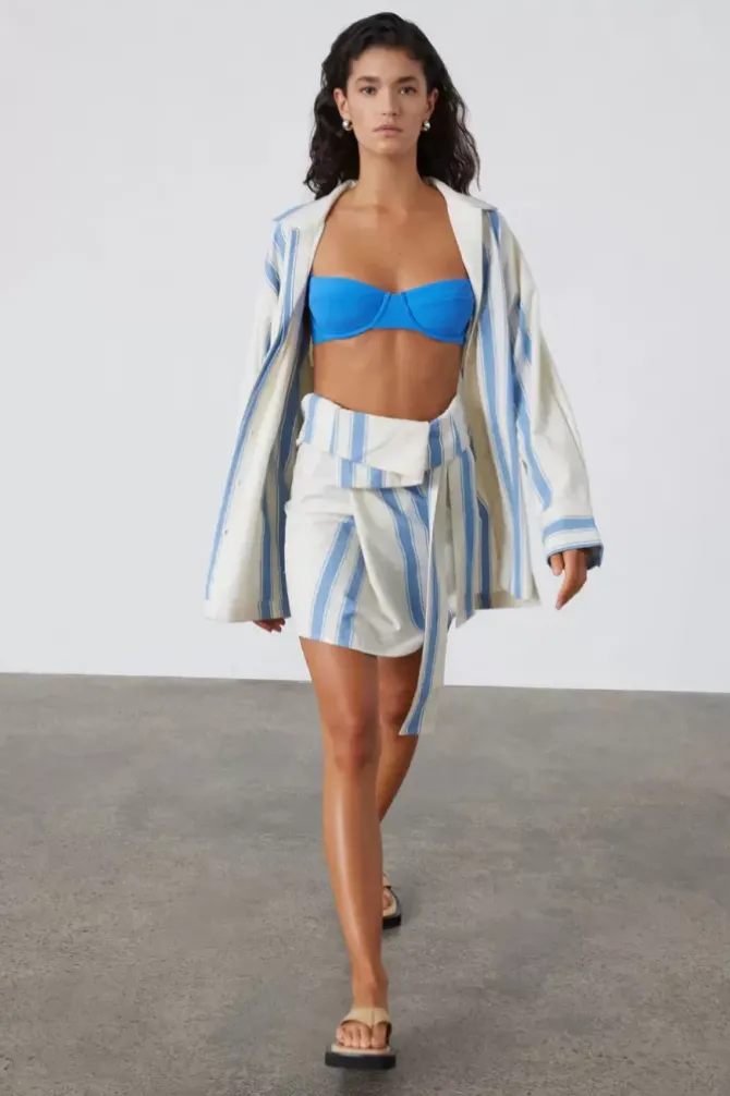 Zulu and Zephyr Swim>Ocean Blue Textured Balconette Bra Cup