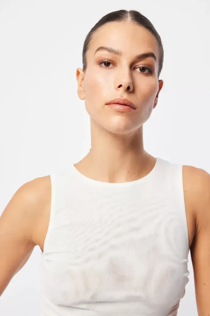 Mossman Tops>Rebound Top - White