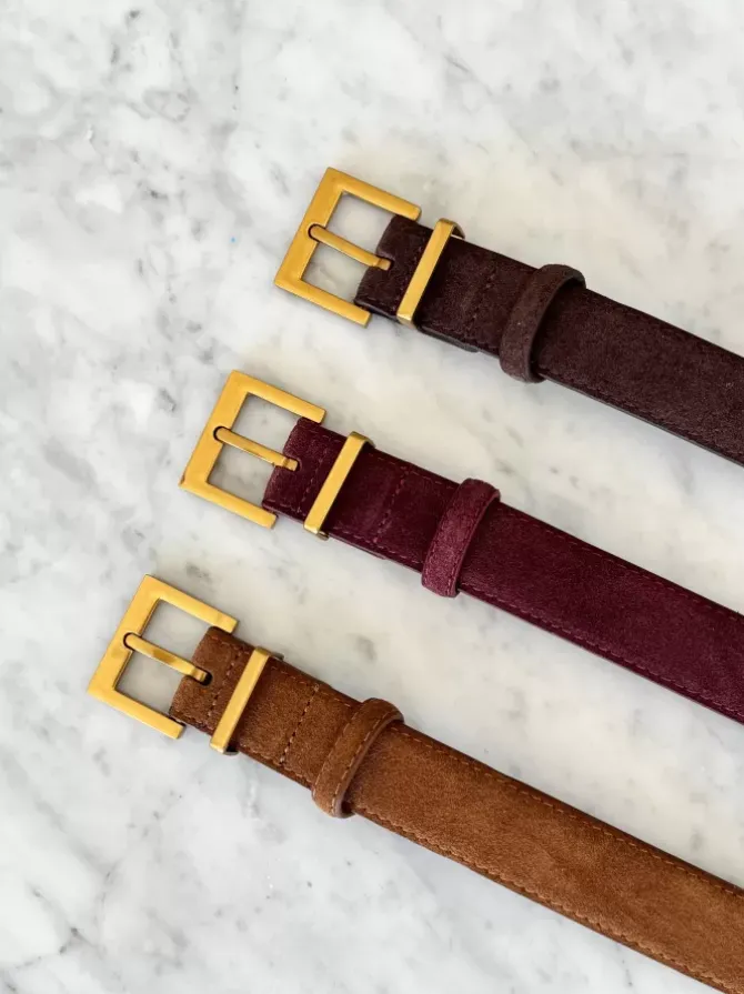 BLVD. the label Belts>Regular Suede Belt - Camel
