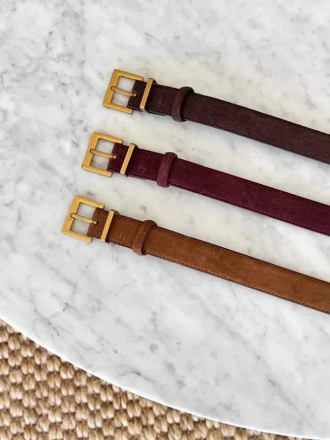 BLVD. the label Belts>Regular Suede Belt - Camel