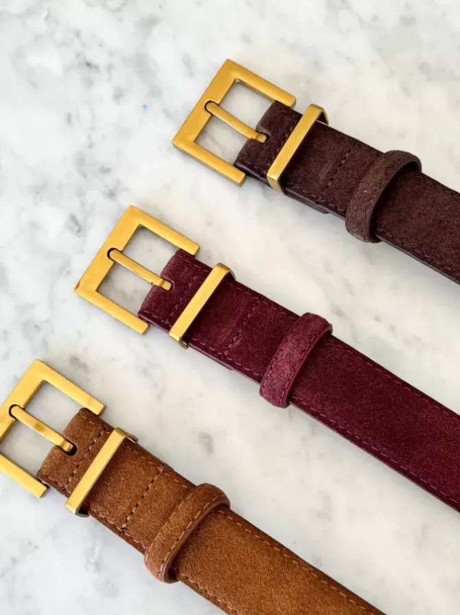 BLVD. the label Belts>Regular Suede Belt - Chocolate