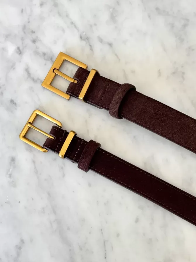 BLVD. the label Belts>Regular Suede Belt - Chocolate