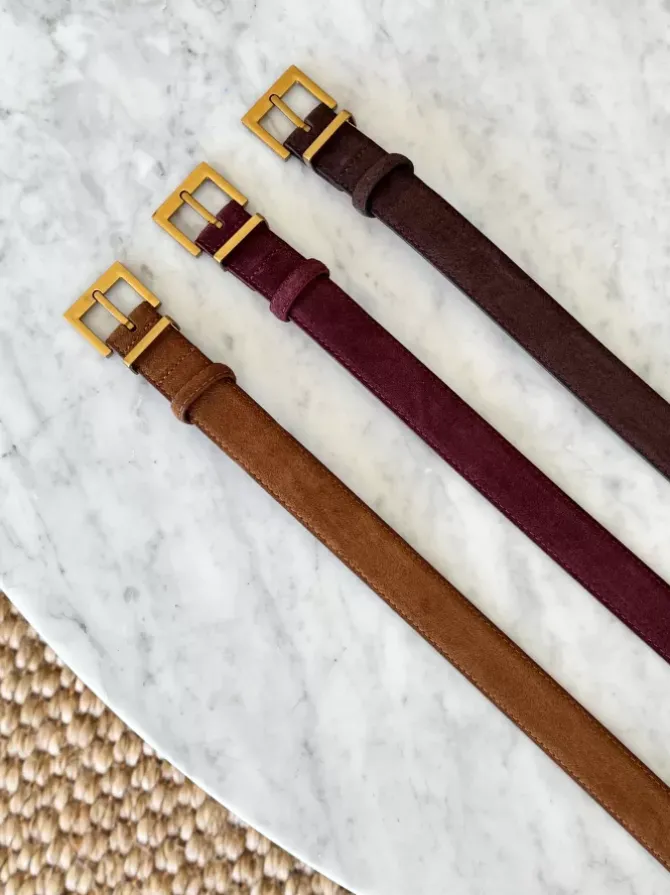 BLVD. the label Belts>Regular Suede Belt - Chocolate