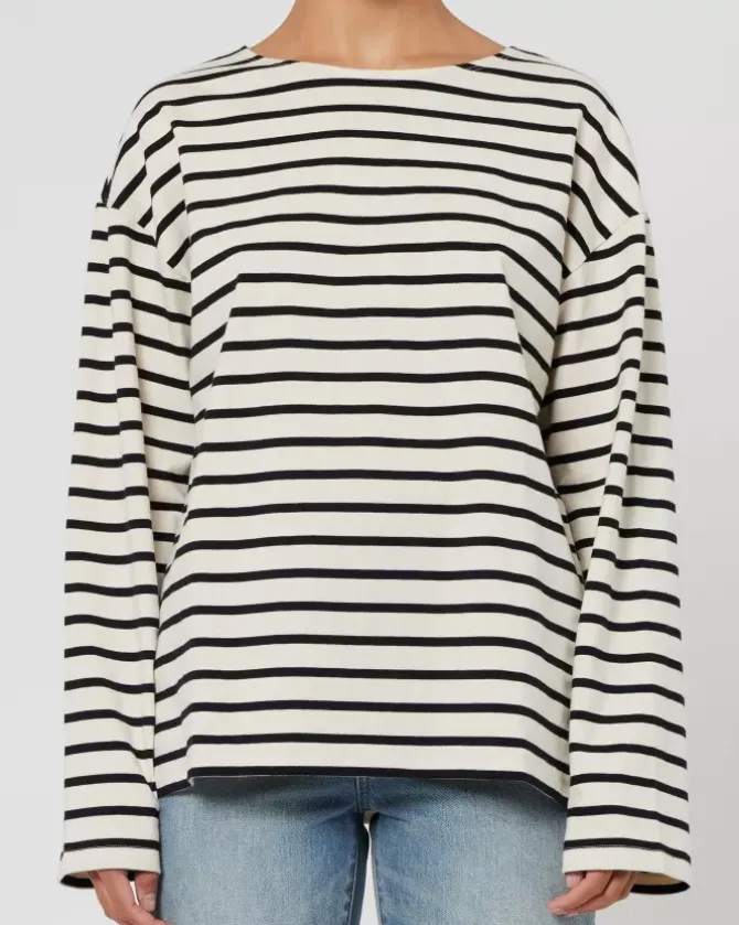 Neuw Denim Tops>Resort Stripe LS T Shirt
