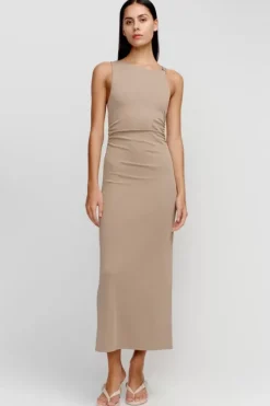 Ownley Dresses>Samara Midi Dress - Porcini