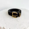 BLVD. the label Belts>Slim Suede Belt - Black