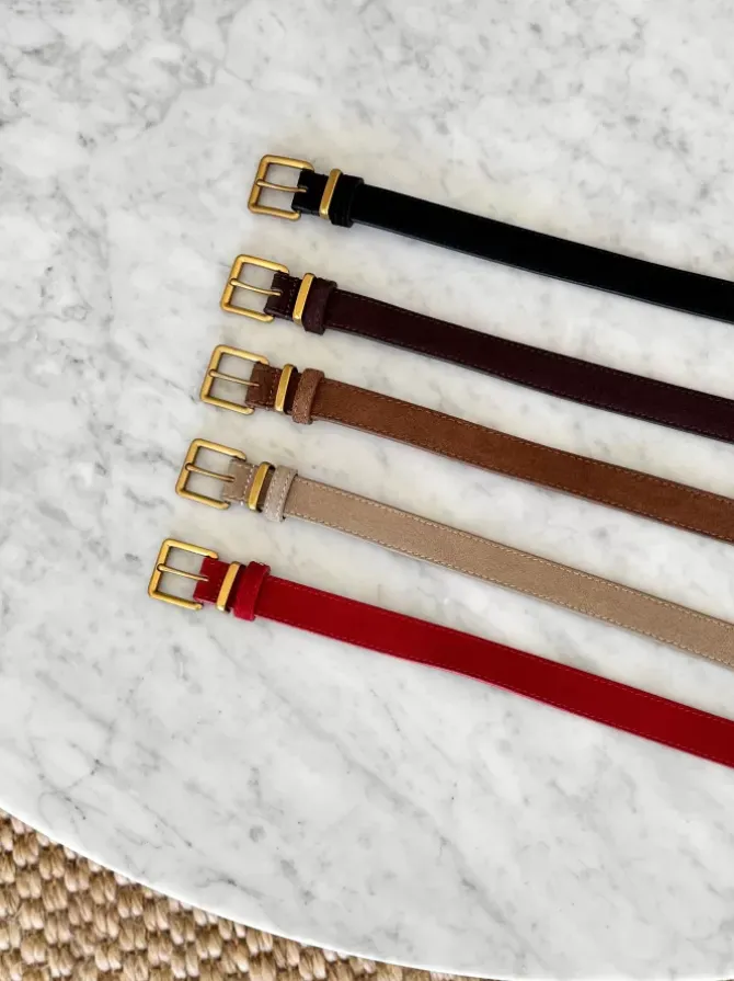 BLVD. the label Belts>Slim Suede Belt - Black