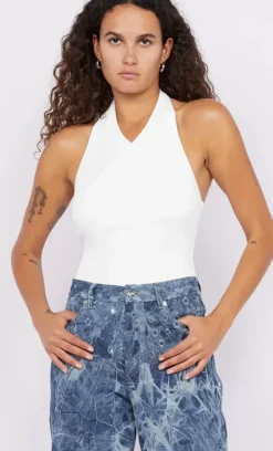 Bec + Bridge Tops>Sola Halter Bodysuit - Ivory