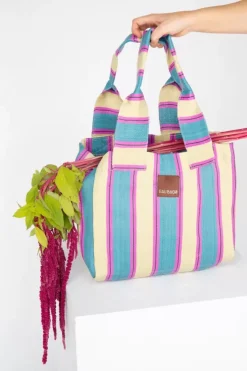 Eau Bags Handbags>Tote - Cerulean & Butter