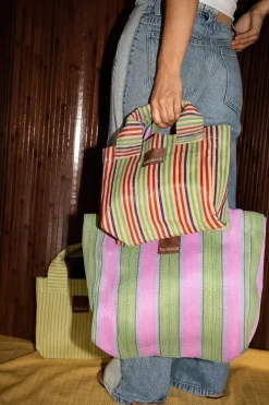 Eau Bags Handbags>Tote - Soft Pink & Fern