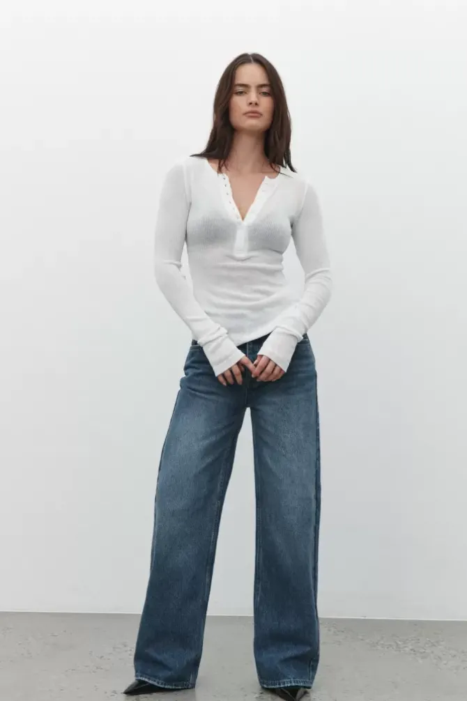 Bayse Brand Tops>Xavier Button Top - White